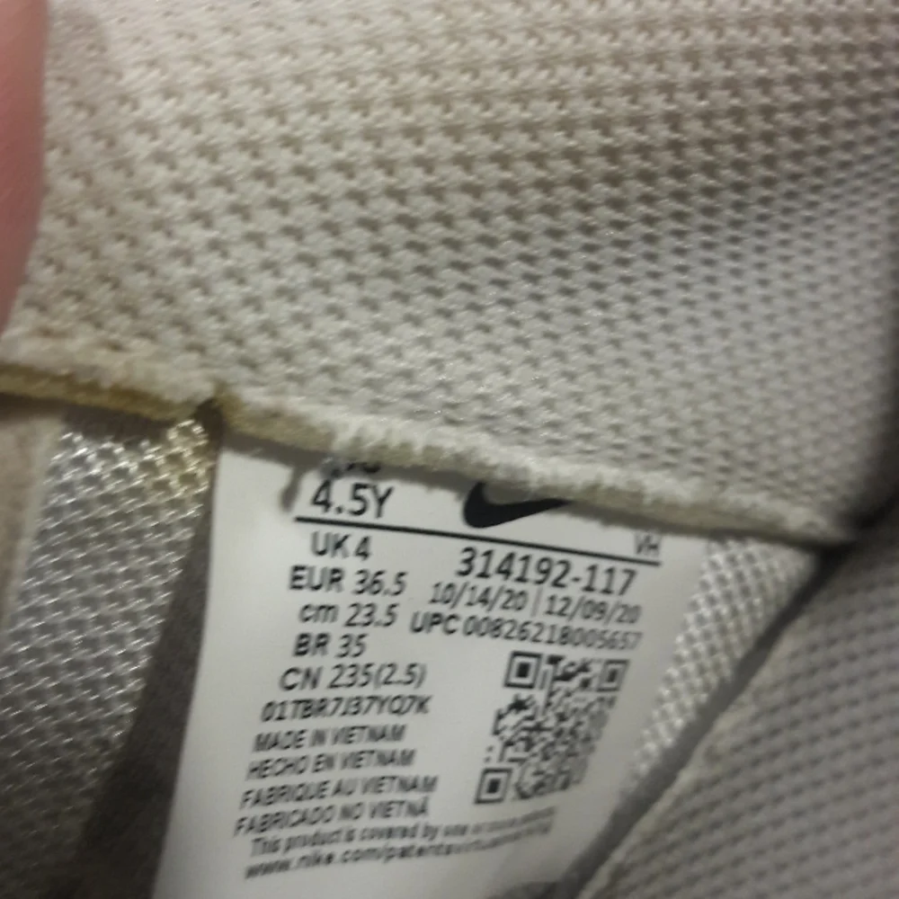 Nike AF1 white on white size 4y